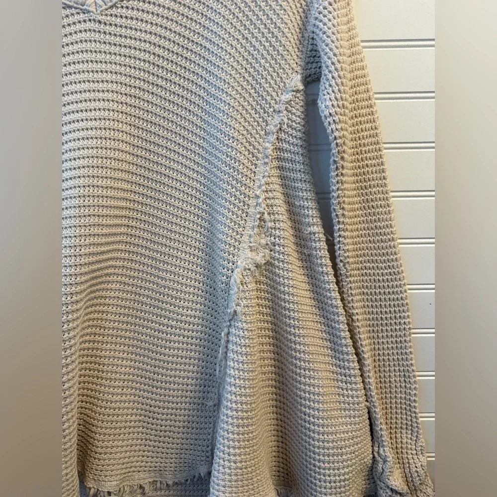 Free People Moonshine cold shoulder waffle weave knit vneck cream sweater Size S - Picture 7 of 9